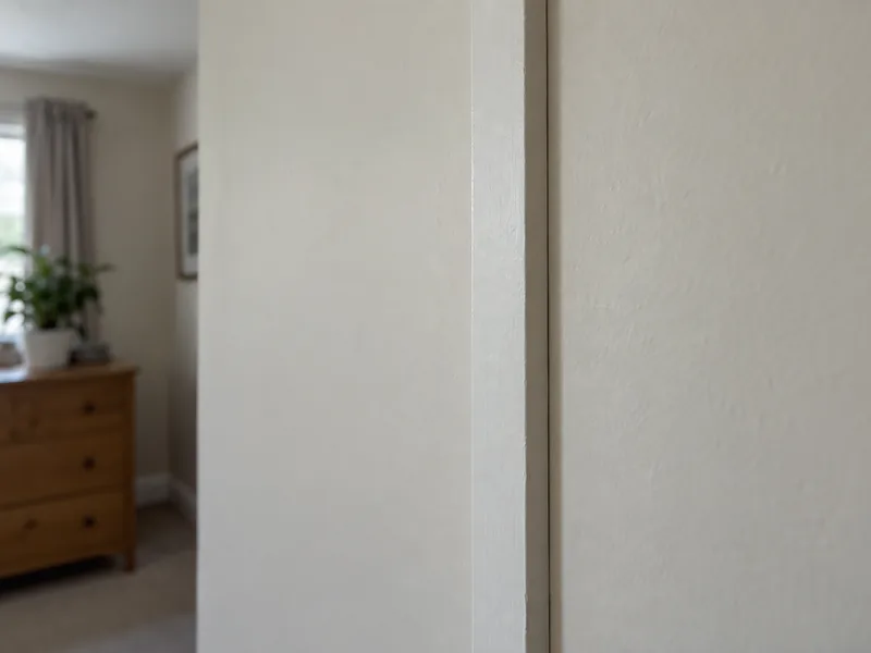 A painted timber batten fixed over the joint between two interior wall panels, standing proud of the surface